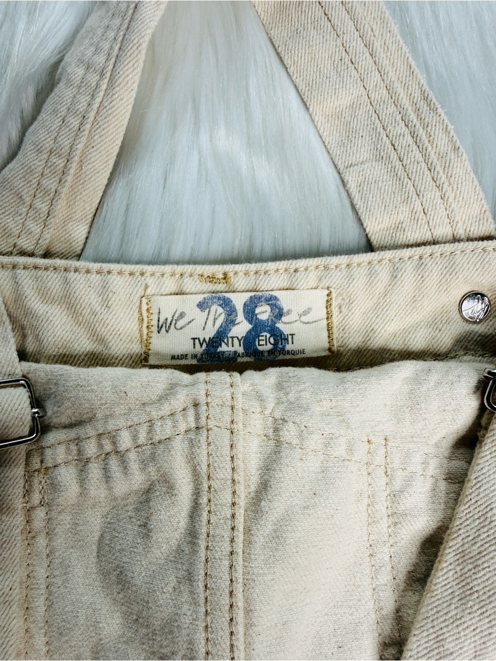 Free People We The Free Cream June Denim Short Overalls - Picture 4 of 9